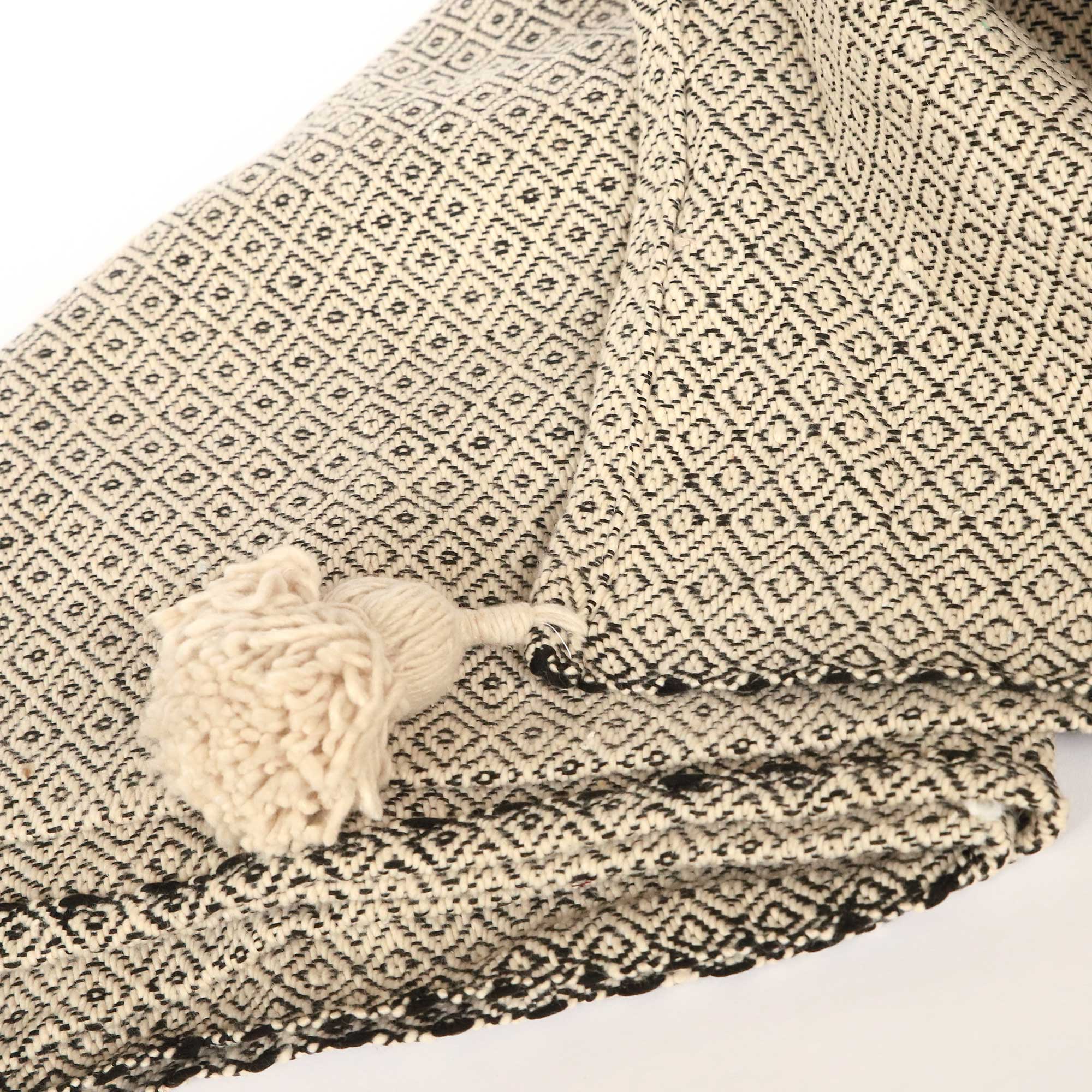 Baumwolldecke jacquard creme-schwarz, B 300 cm, L 190 cm von fischer's lagerhaus