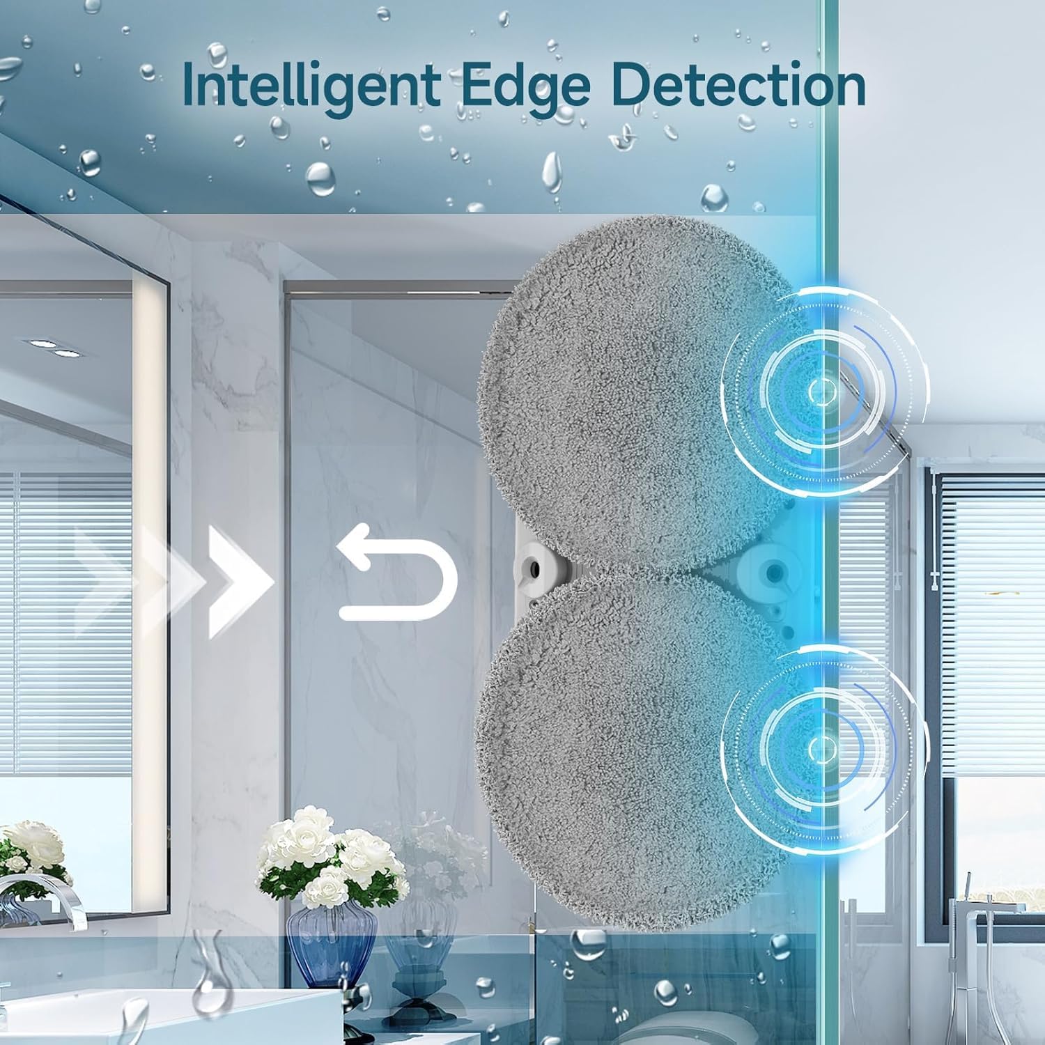 E300A Fensterputzroboter, 6000 Pa Fensterroboter mit Automatische 2-Fach Sprühsystem, Intelligenter Navigation und Kantenerkennung geeignet für Innen- und Außenfenster, Glas, Fliesen