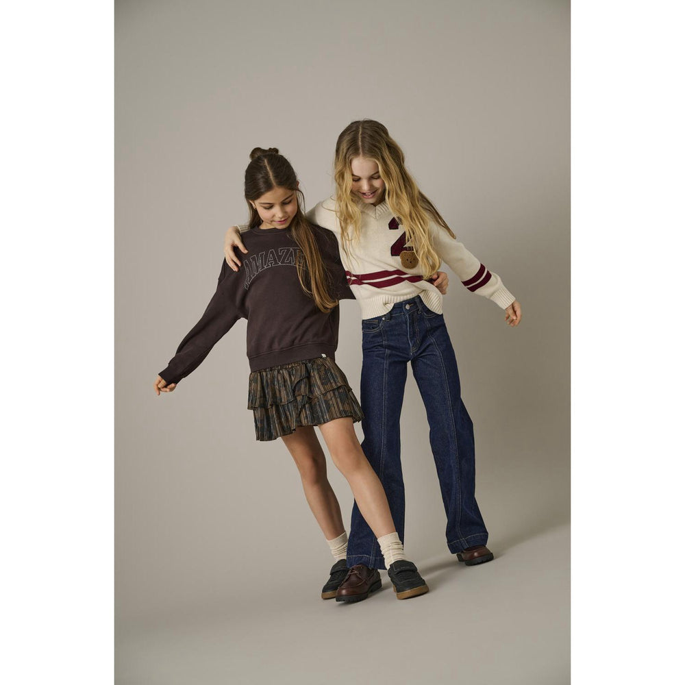 Køb kids ONLY Birch Badge/Cabernet Kogjanny Life L/S Varsity V-Neck Knt