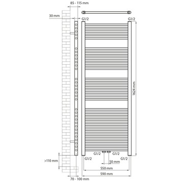 Haceka designradiator Gobi aluminium 829 Watt 162x59 cm