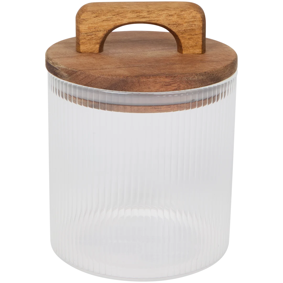 Pot à provisions avec couvercle en bois