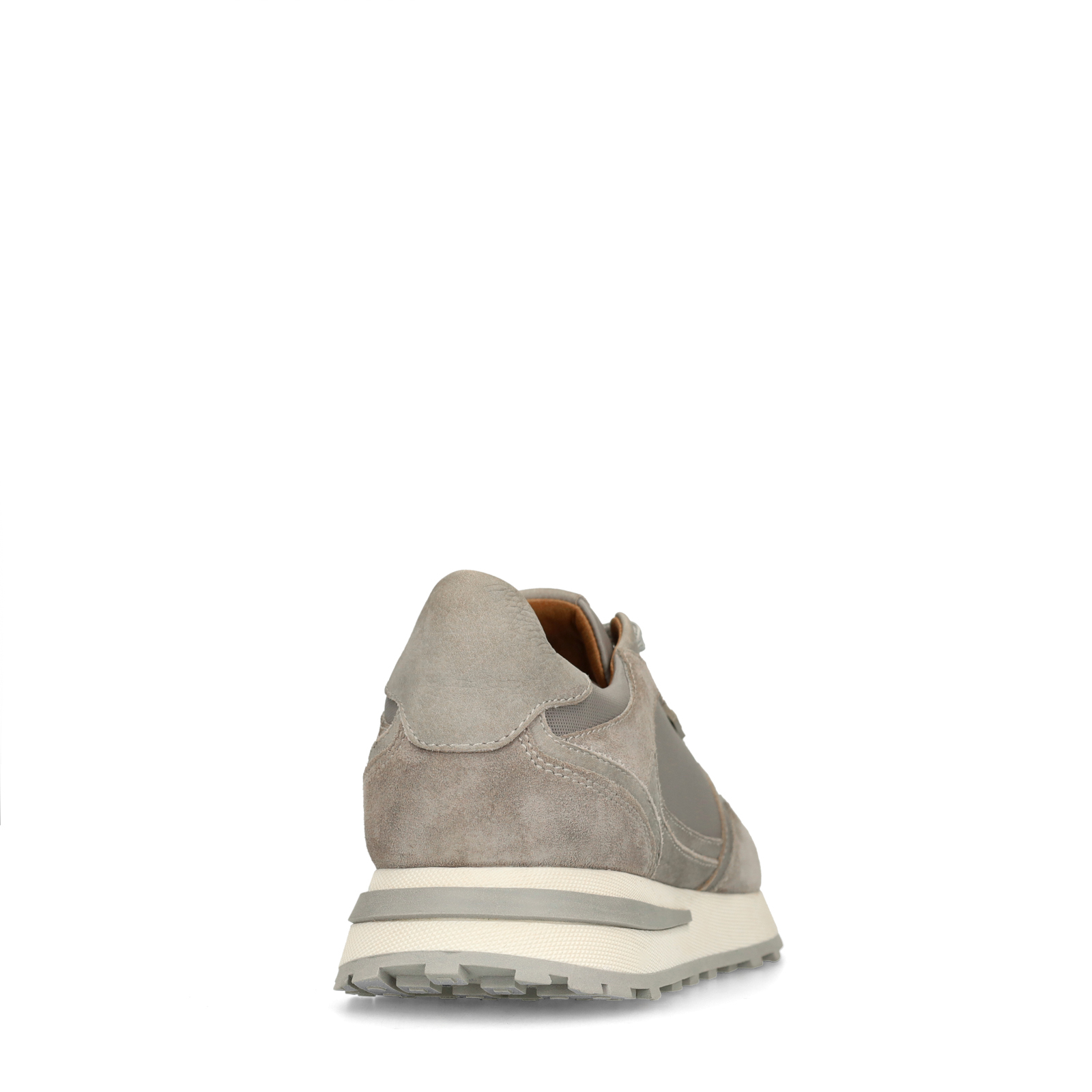 Grijze leren sneakers met suède details