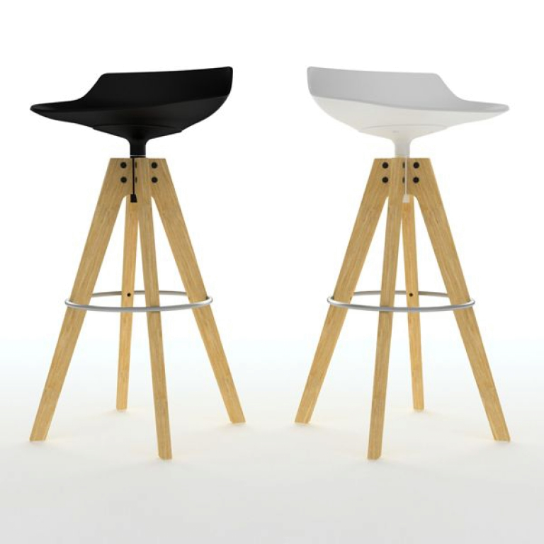 MDF Italia Flow Stool barkruk 78cm met VN naturel eiken onderstel wit