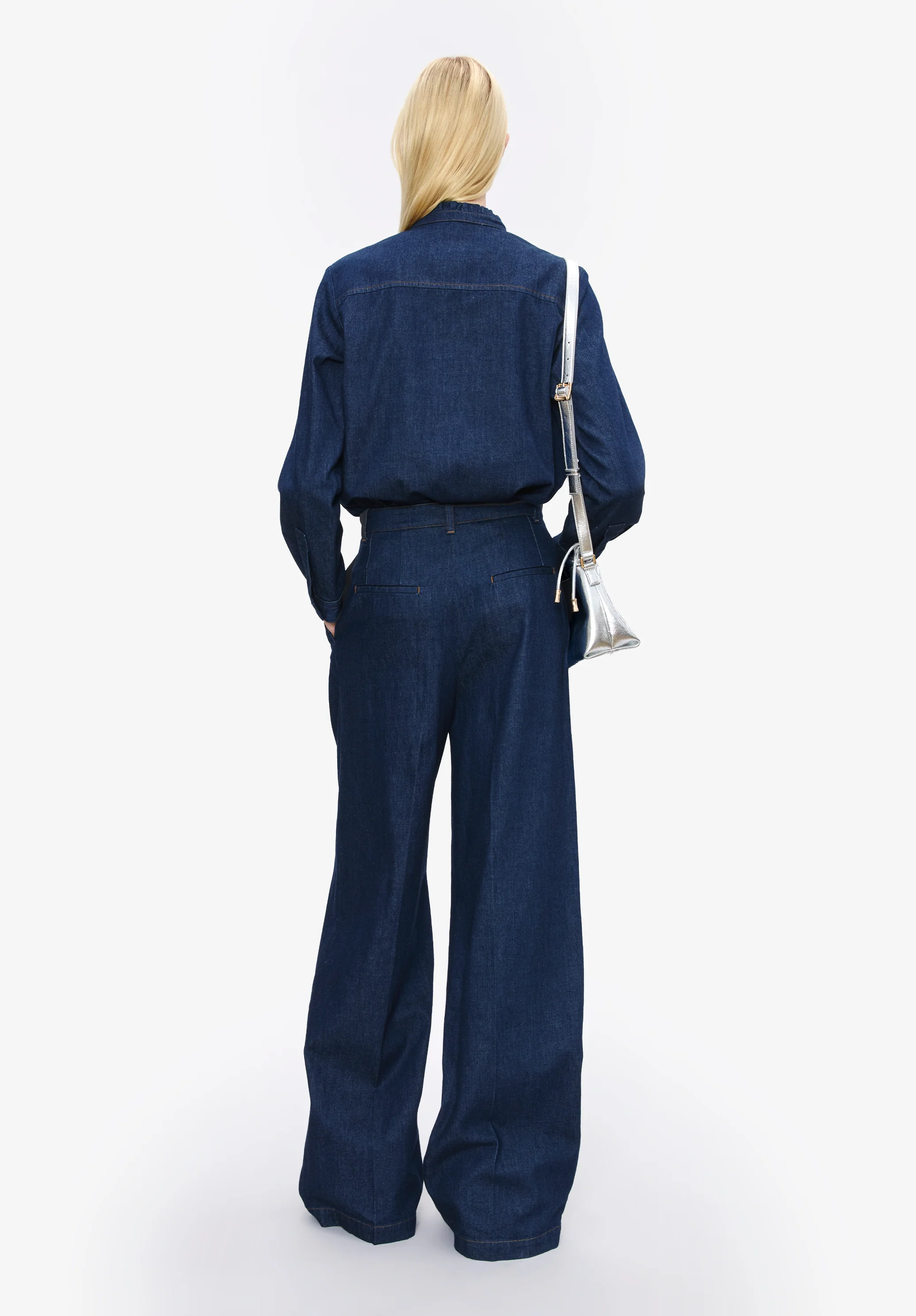 Blouse col à volant - Indigo
