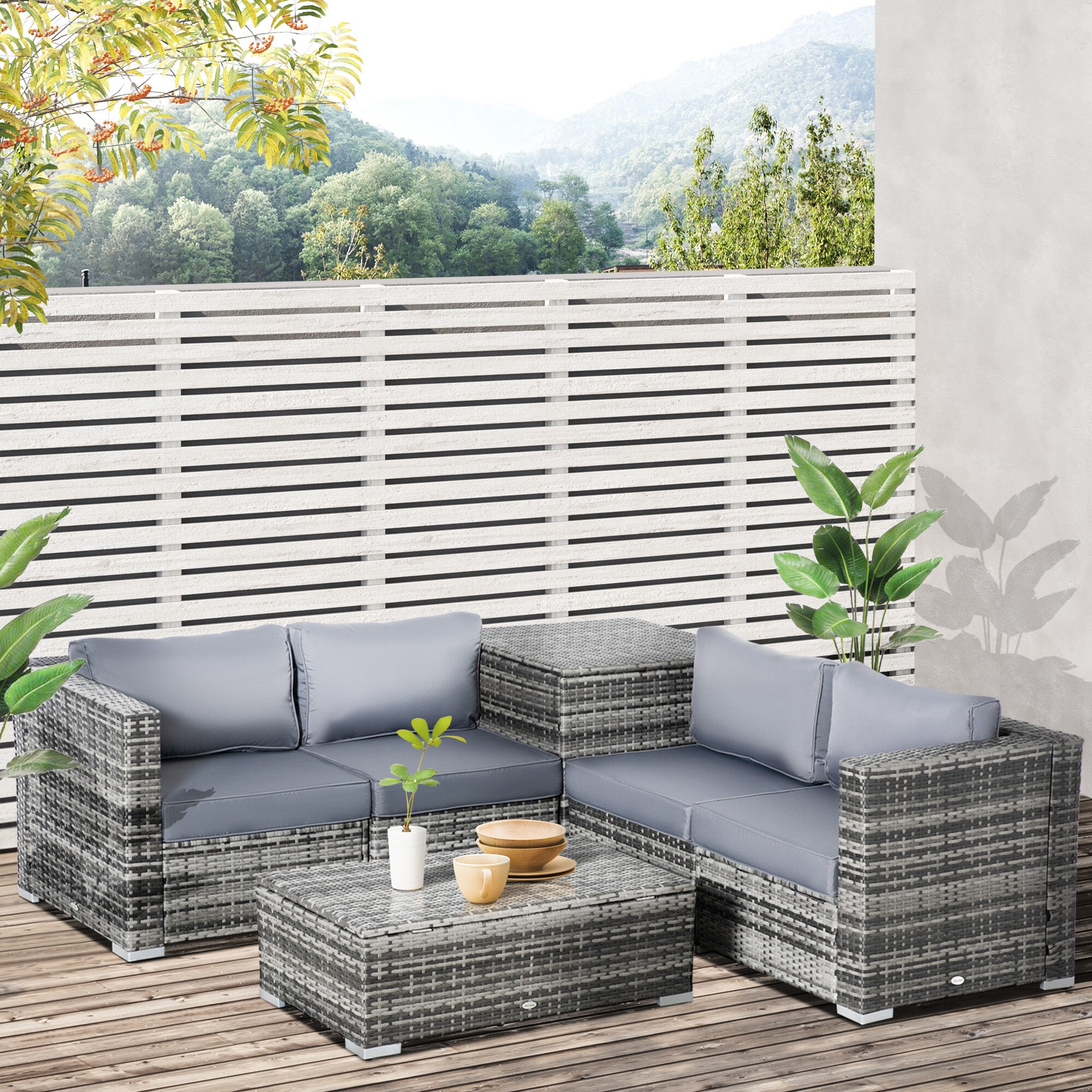 Outsunny Gartenmöbel Set mit Stauraum 70L x 70B x 66H cm