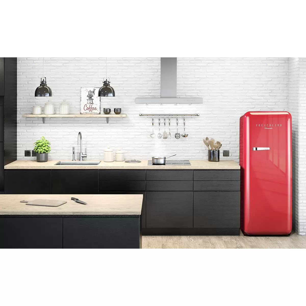 Kühlschrank Frescolino Classic rot,silber