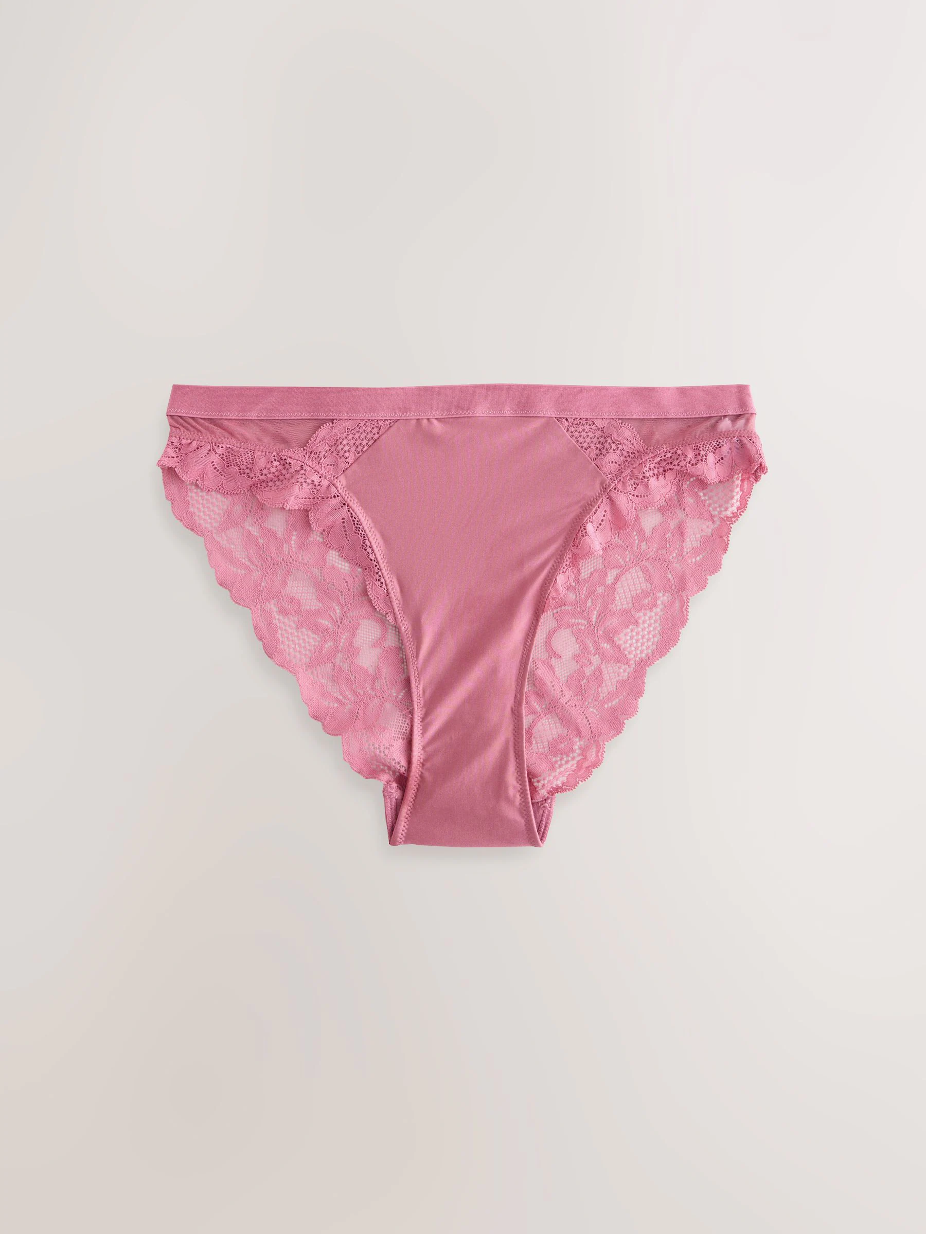 Zwart met print/roze - Slipje met kanten afwerking