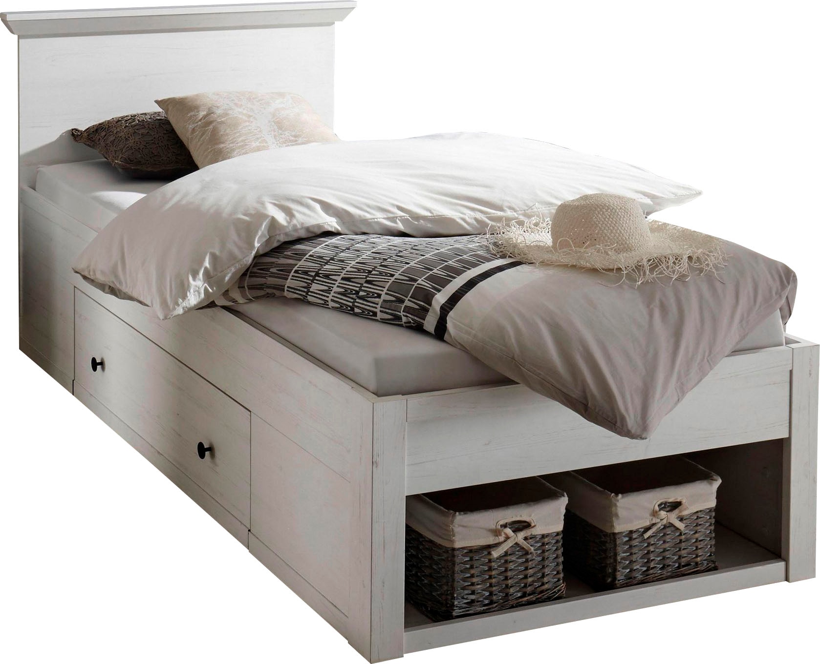 Home affaire Bett »California Doppelbett im Landhausstil, Stauraumbett mit Schubladen« Bettgestell in 3 Breiten verfügbar, Liegefläche 90/140/180 x 200 cm