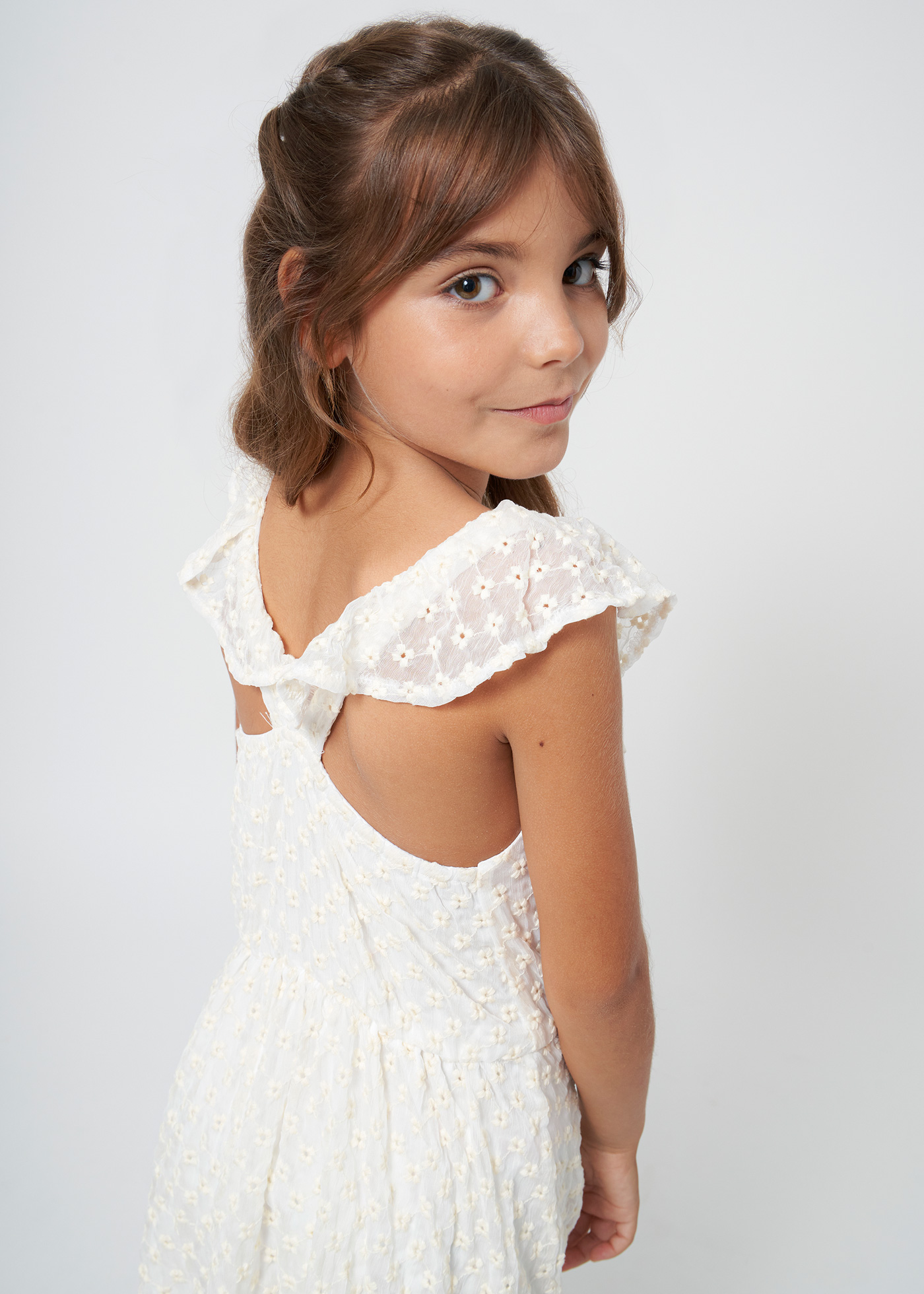 vestido de musselina bordado para meninas