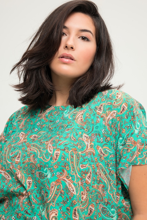 Blusenshirt, oversized, Paisley Print, Rundhals
