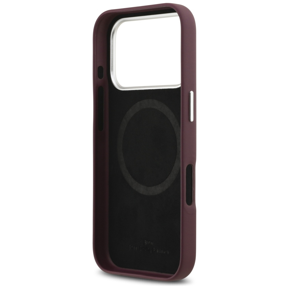 iPhone 17 Pro MagSafe Leder Hardcase Hülle Sign Full Wrapped Metal (BMHMP17L23PUFWR) - Weinrot