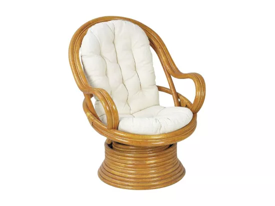 Fauteuil pivotant et basculant en rotin