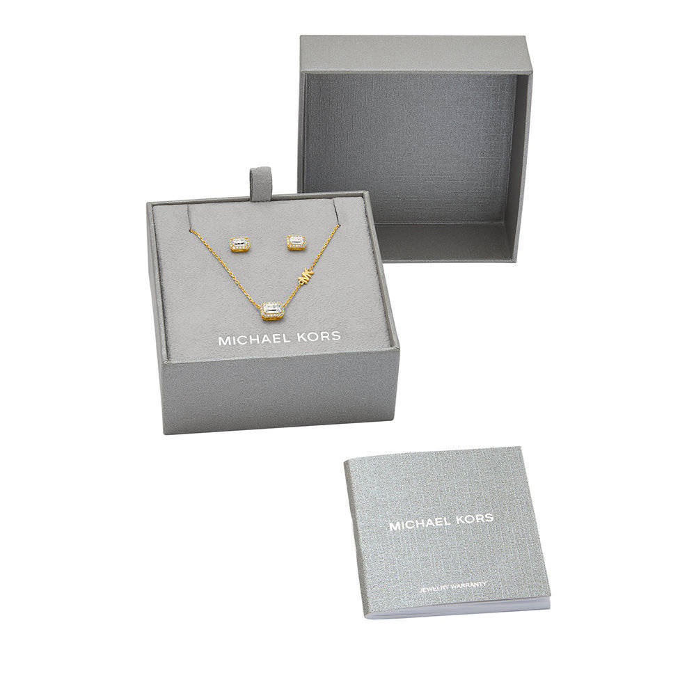 Michael Kors oorbellen + ketting MKC1759CZSET goudkleurig