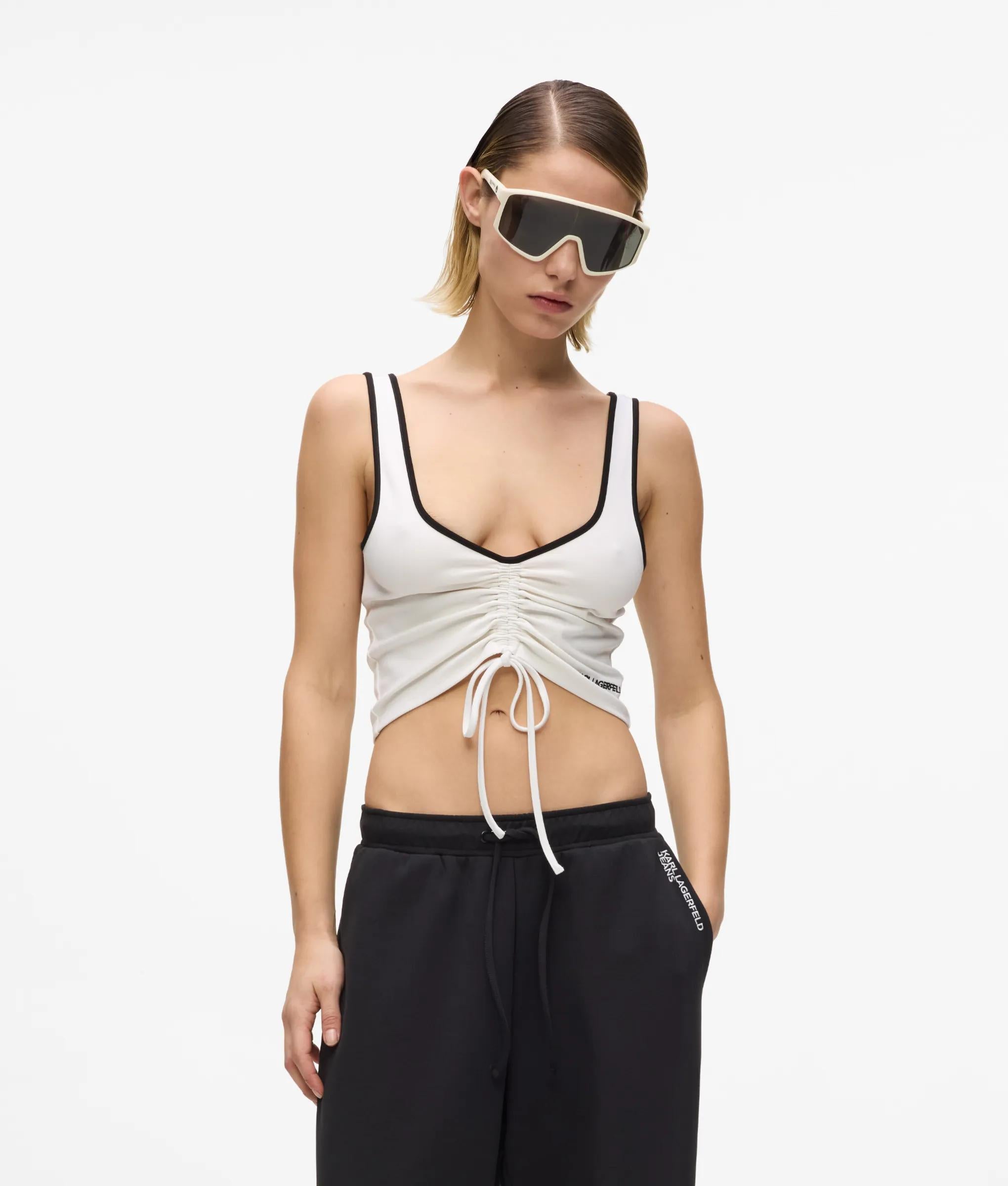 tanktop met V-hals en ruches