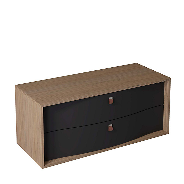 Meuble sous vasque à suspendre Havana noir mat 2 tiroirs 120 cm
