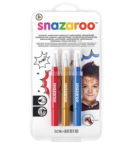 Snazaroo Kinderschminke - Pinselfarbe - 3 st. - Rot/Gold/Blau