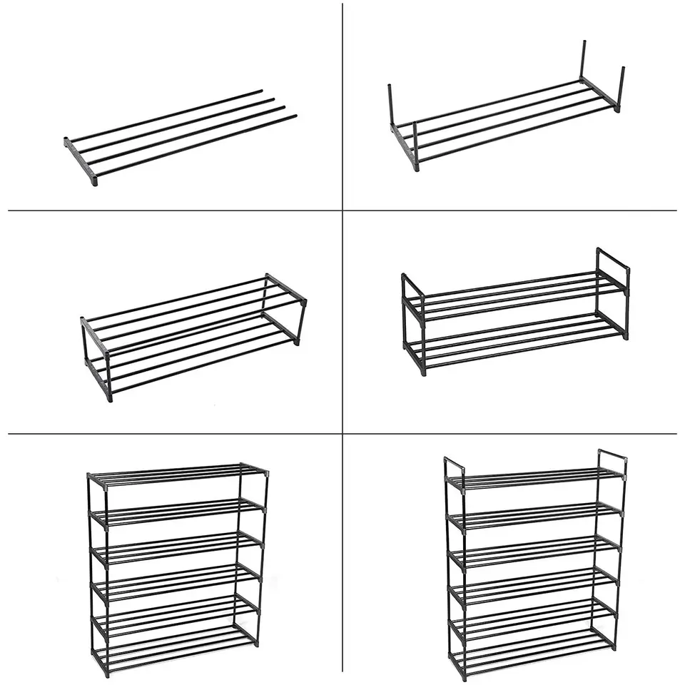 Schoenenrek - stapelbaar - 92x113x30 cm - zwart