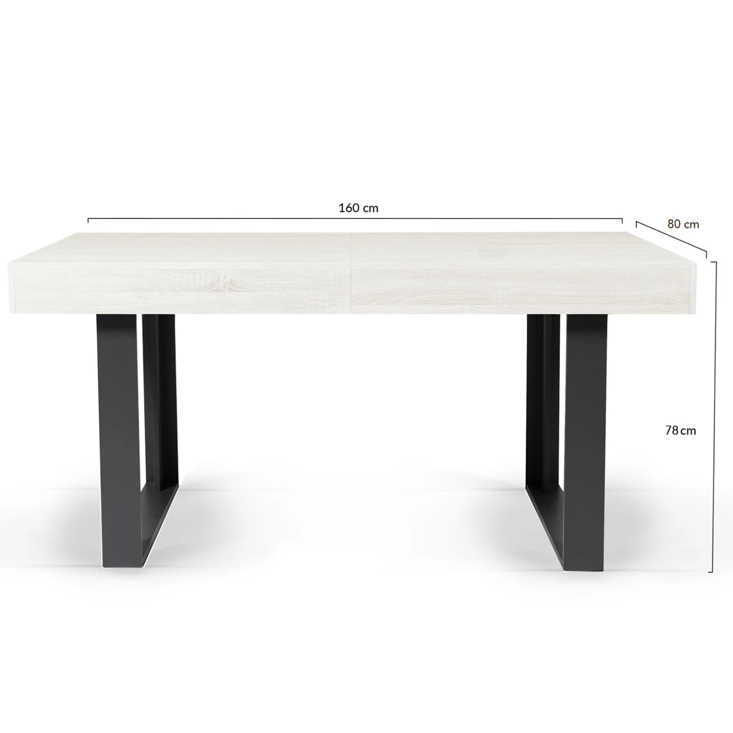 Table à manger extensible rectangle PHOENIX 4-8 personnes bois gris 160-200 cm