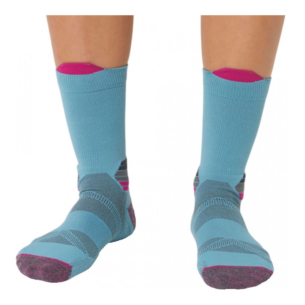 Asics FUJITRAIL RUN - Chaussettes sage/fuchsia red