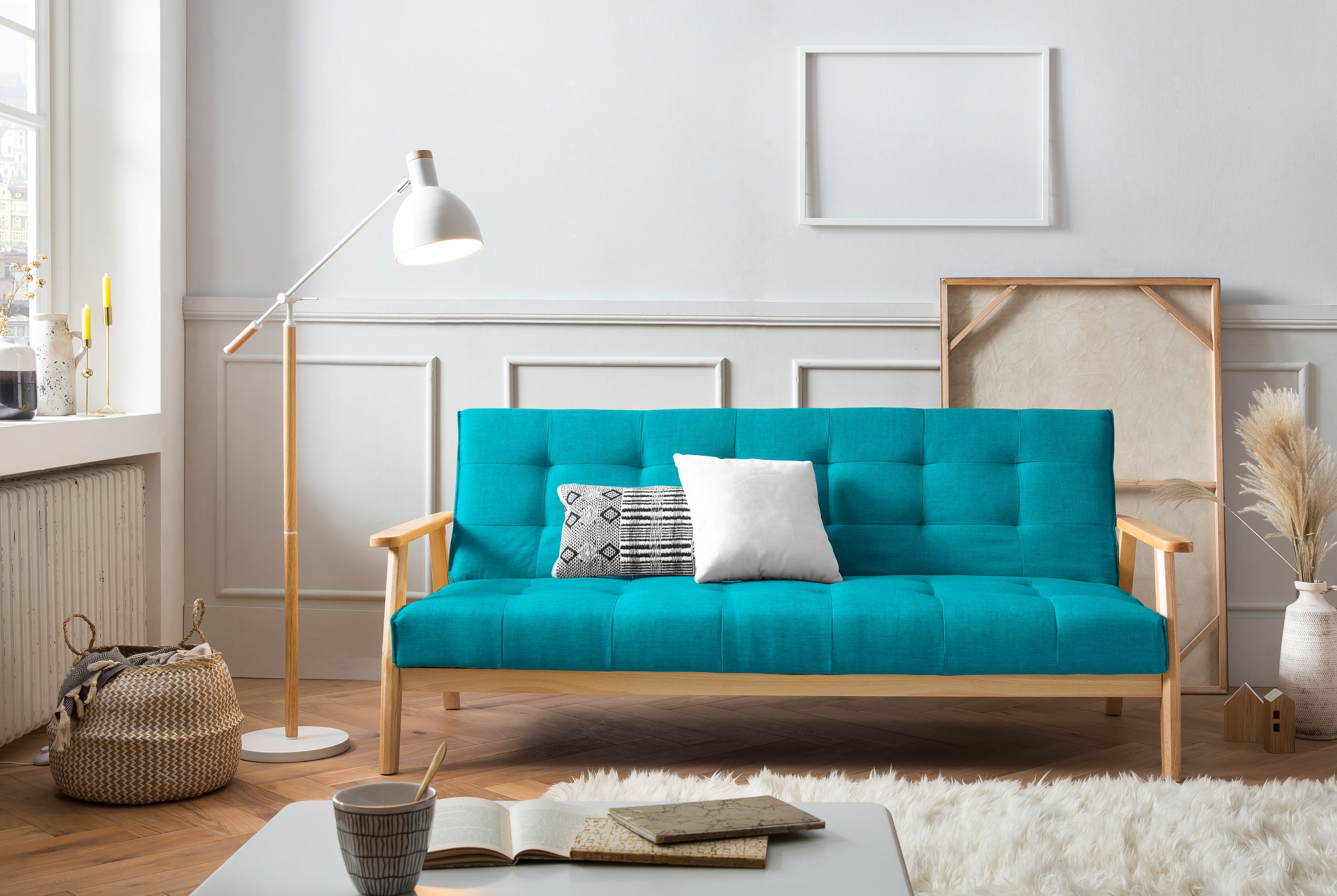 Schlafsofa petrol Schlafcouch Sofa Couch Schlaffunktion Gästebett Gästesofa