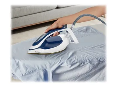 Tefal Pro Express Protect GV9221 - Dampstrygejern med automatisk afbrydelse - såleplade: Durilium AirGlide Autoclean - 2600 W - hvid/blå