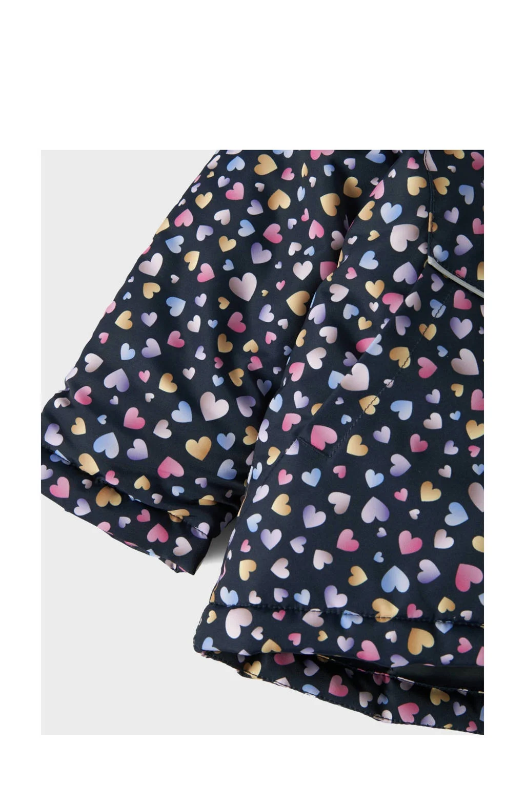 NAME IT winterjas NMFMAXI met all over print donkerblauw/roze/paars