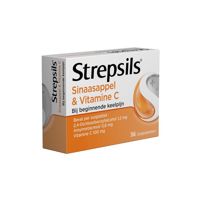 Strepsils Sinaasappel & Vitamine C Zuigtabletten 36 Stuks