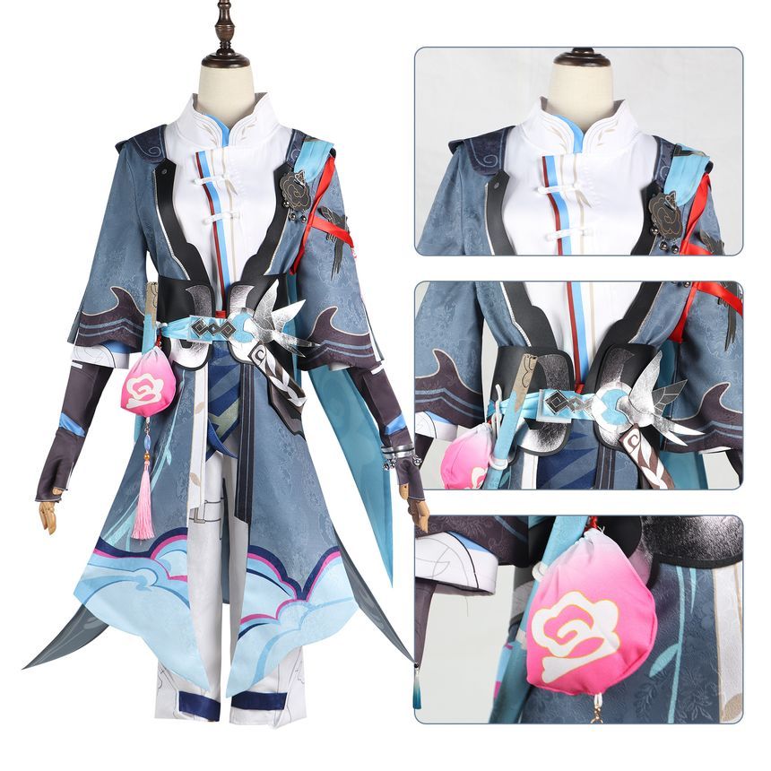 Custaplayu - Honkai Star Rail Yanqing Cosplay Kostuum / Pruik / Applique Chunky Heel Boots / Set