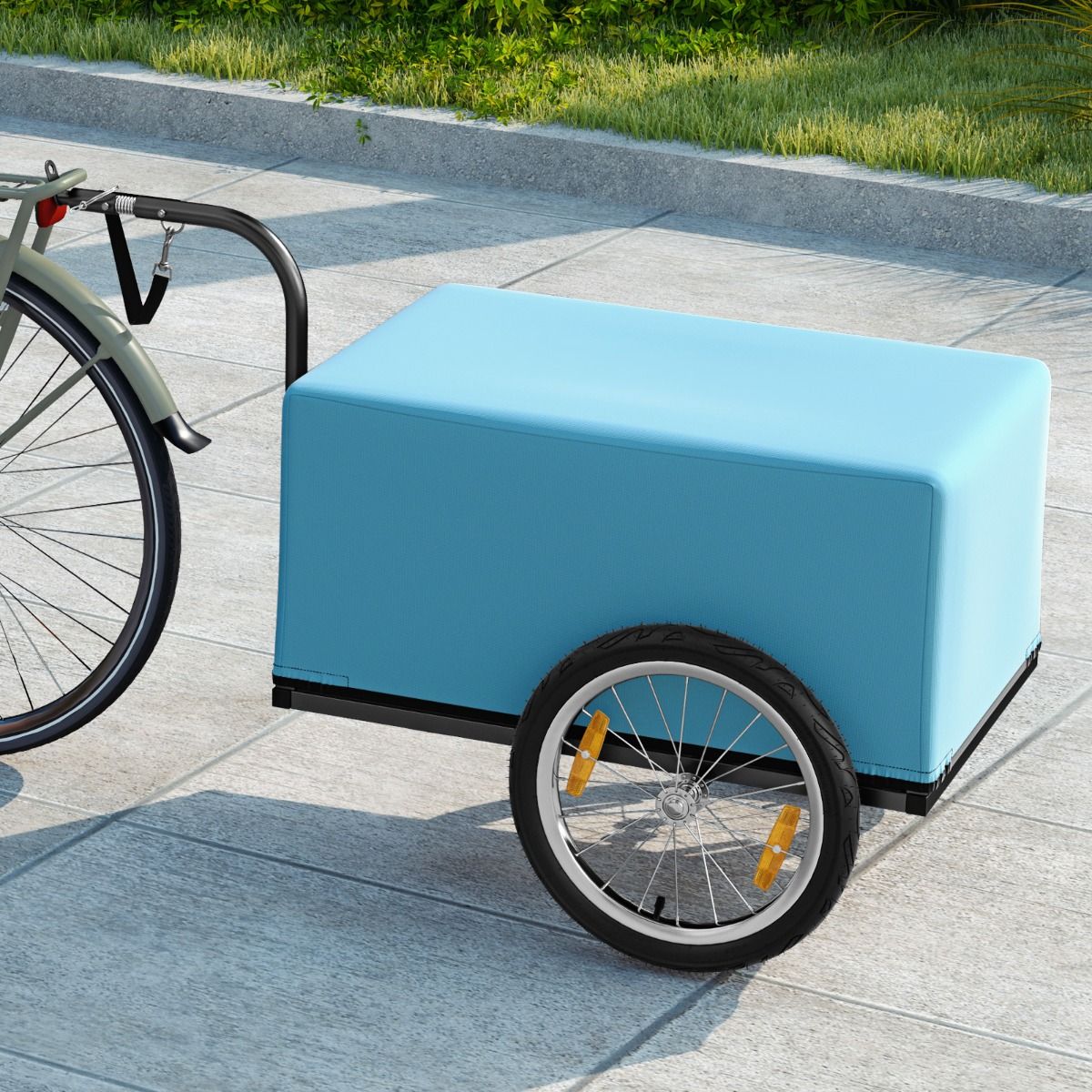 Remorque de Vélo avec Cadre Pliable Charge 55 kg Chariot pour Vélo avec Housse en Tissu Oxford Roues à Air de 40 cm Réflecteurs Bleu - Lidl-Manfred