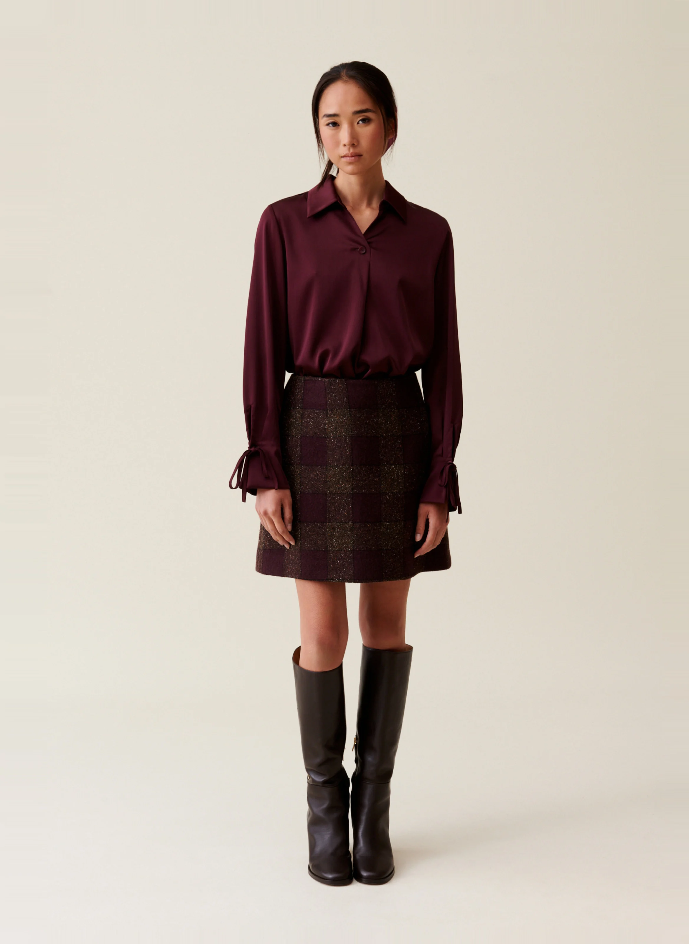 Blouse fluide col ouvert | Rouge