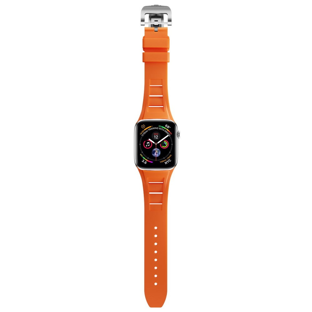 Apple Watch (49/46/45/44 mm) Silikon Armband mit Klickverschluss (Gelenkumfang: 130 - 210mm) - Orange