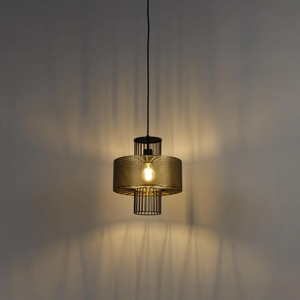 Qazqa hanglampen tess goudkleurig e27