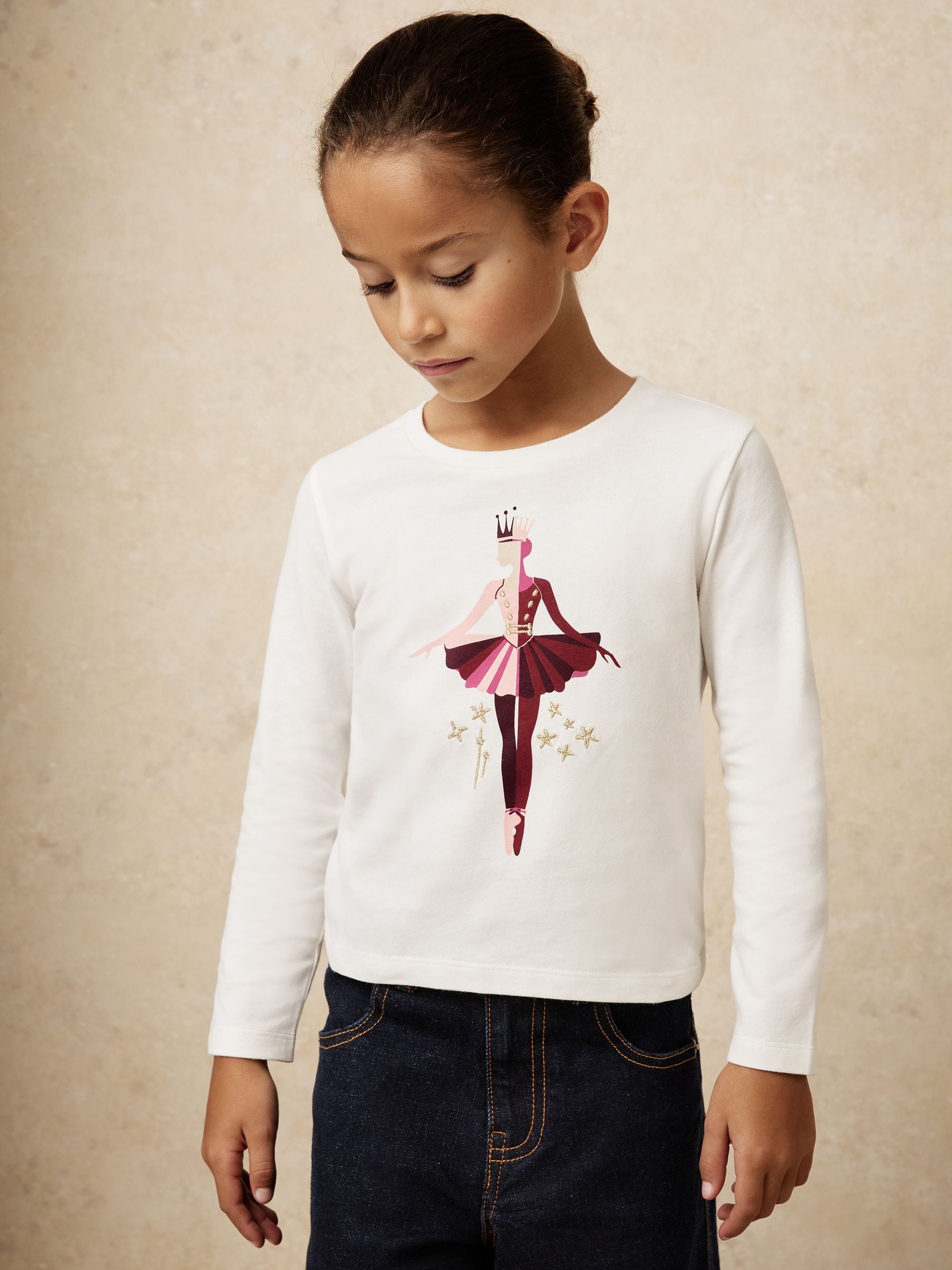 Reiss Anastasia Cotton Ballet-Print T-Shirt