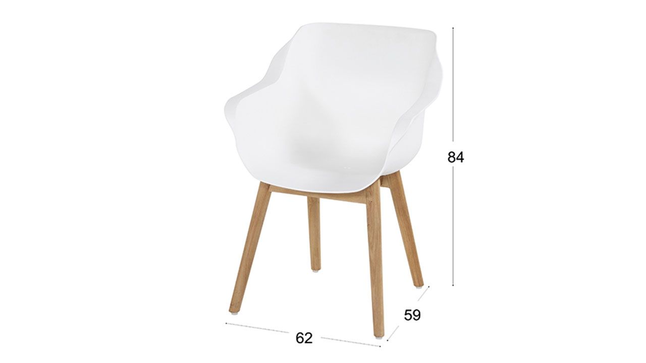 Tuinstoel Royal White 11.688.203 Sophie Teak B62 x D59 x H84 cm