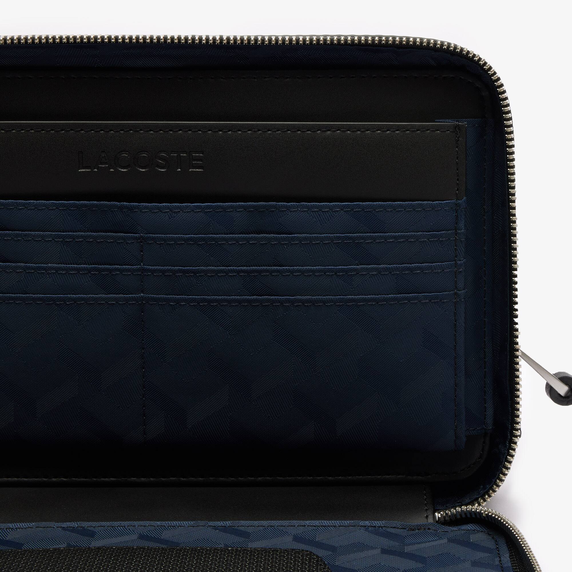 Herren CHANTACO Brieftasche aus Piqué-Leder mit Reißverschluss Geldbörsen & Kleinlederwaren - Schwarz - Lacoste - Herren