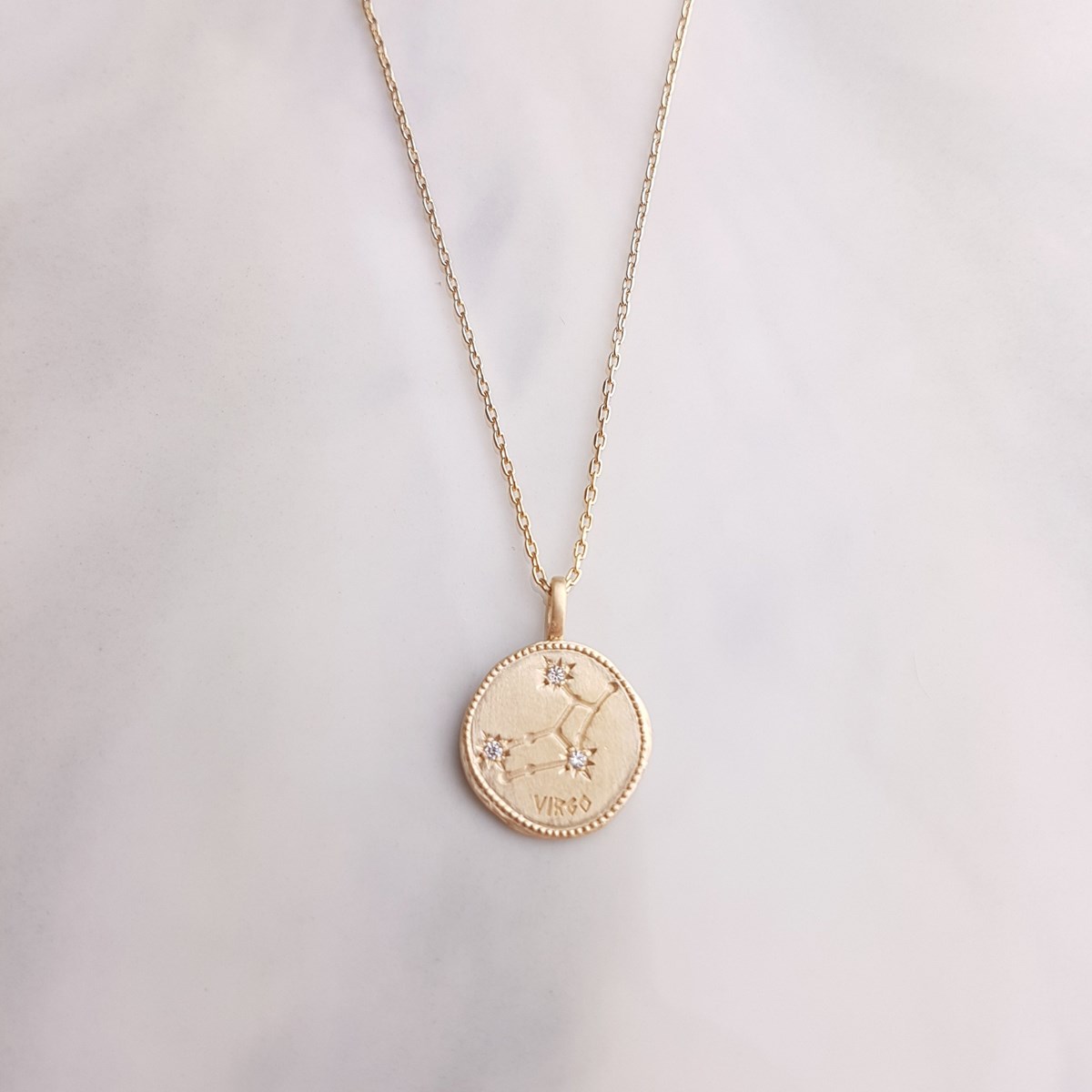 Collier Plaqué Or Signe Astrologique Zodiaque Pendentif Constellation Vierge