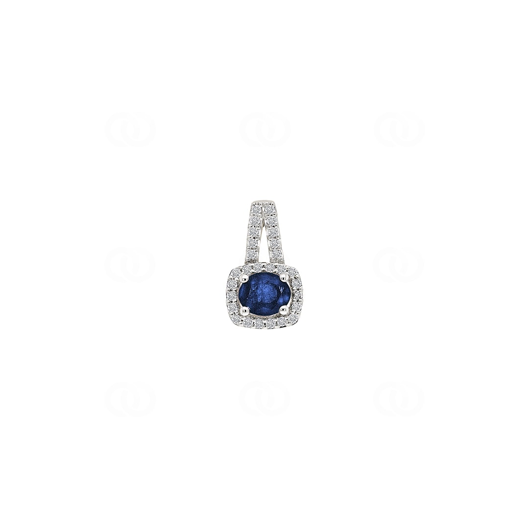 Anhänger 750/18 K Weissgold mit Saphir oval und Diamanten 0.11 ct H/si