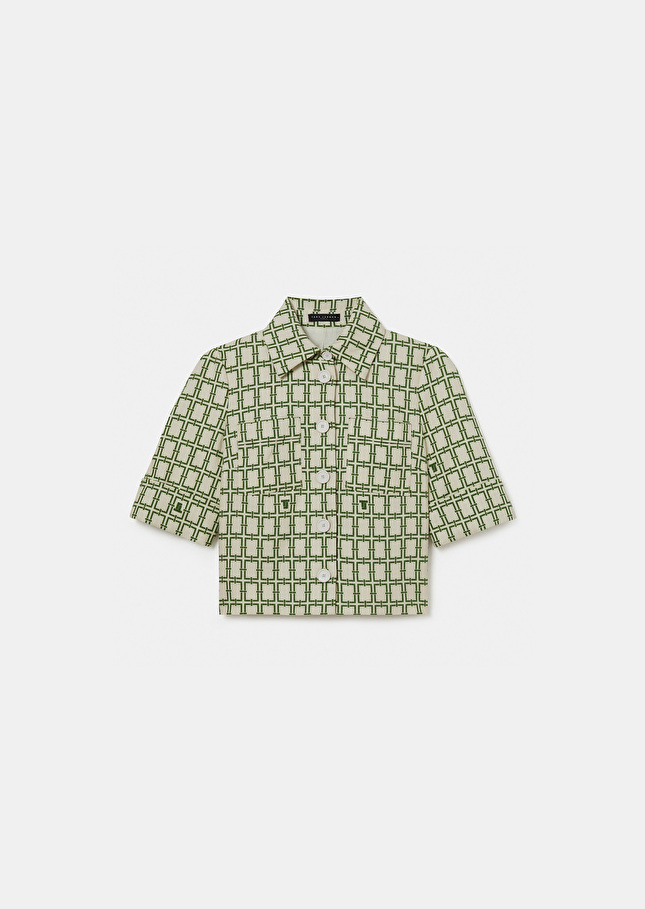 Chemise Christineécrue à motif graphique en lin et coton