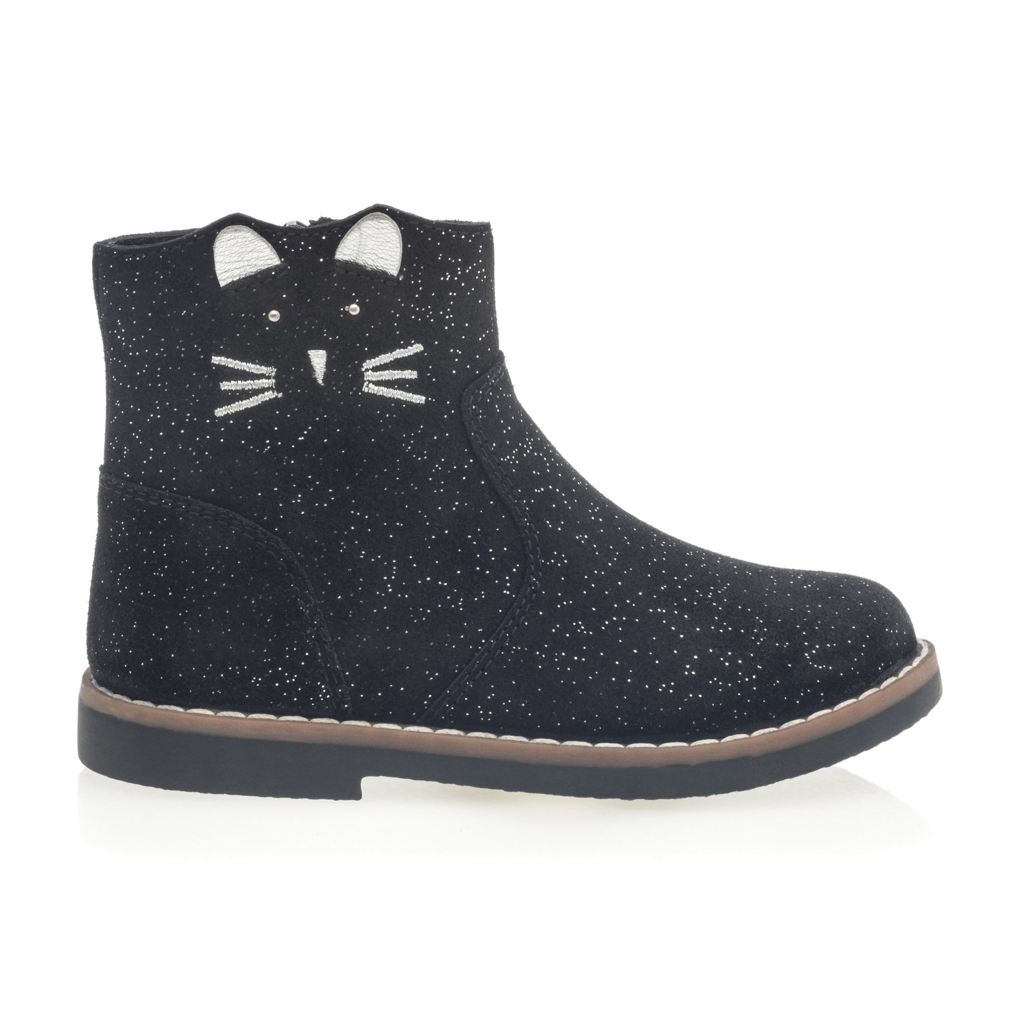Bottines Fille en cuir noir