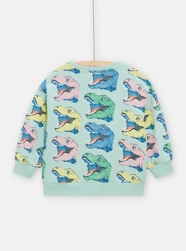 Sweat vert clair imprimé dinosaures pour garçon