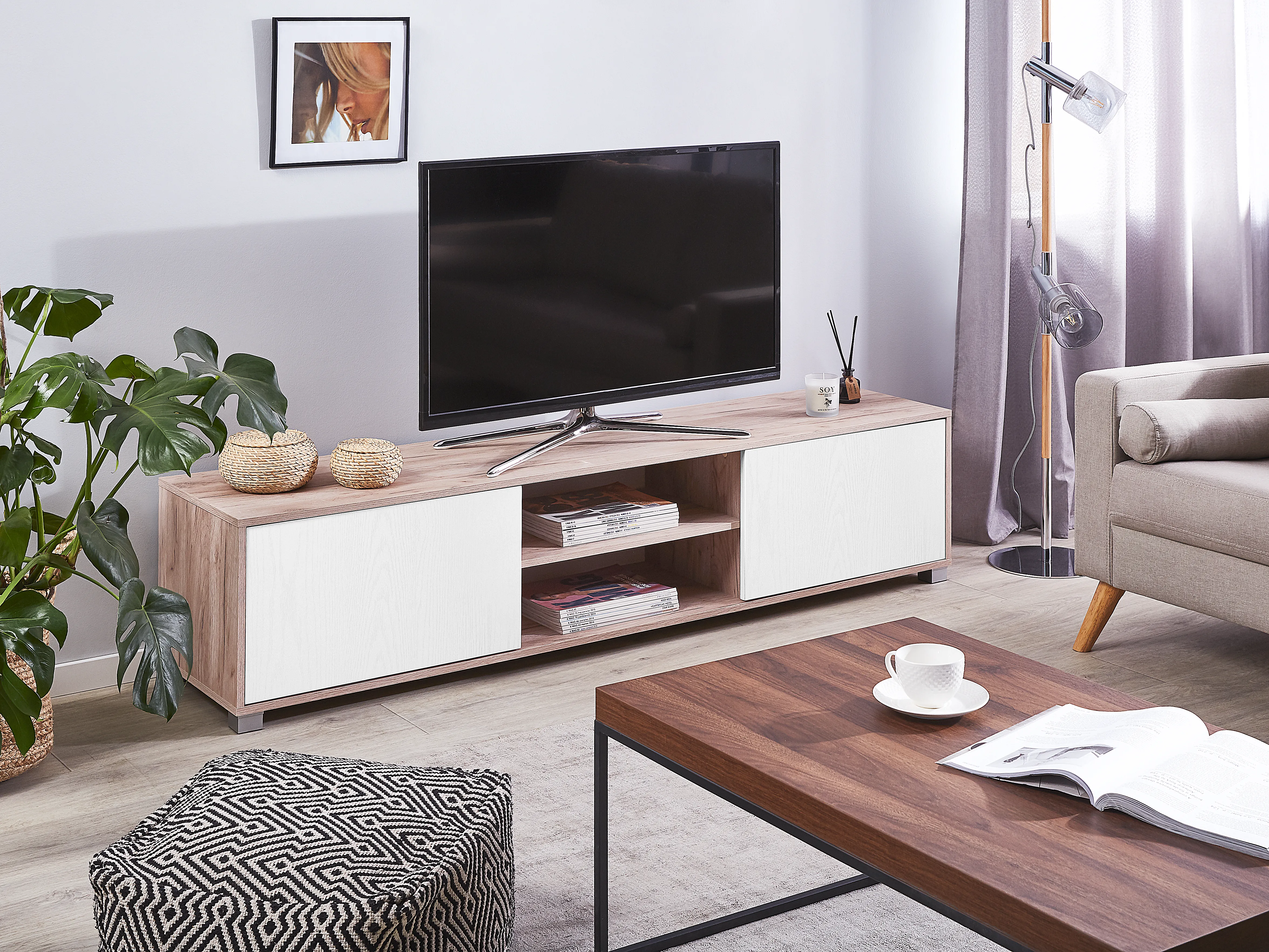 TV-meubel LINCOLN Bruin/wit