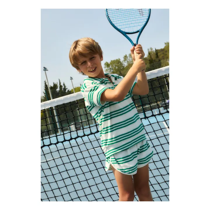 We Are Kids Polo Léonard Rayure Eponge Bio | Vert