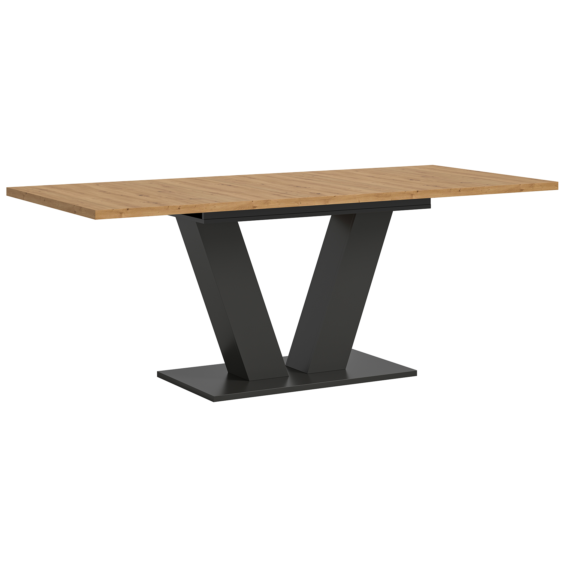 Esstisch MOTION -Artisan Eiche - grau - ausziehbar - V-Gestell