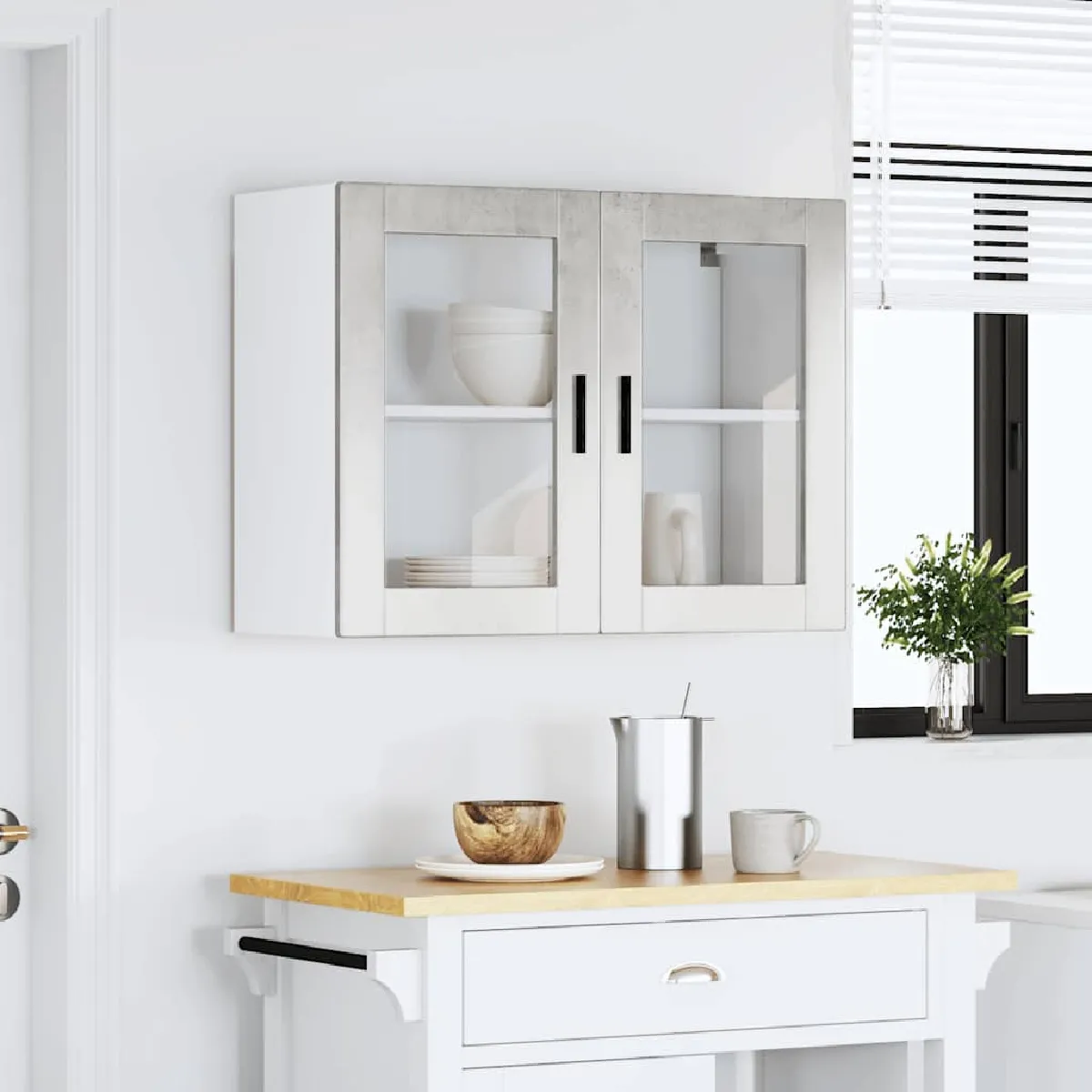 vidaXL Armoire Murale de Cuisine Porto Gris Béton