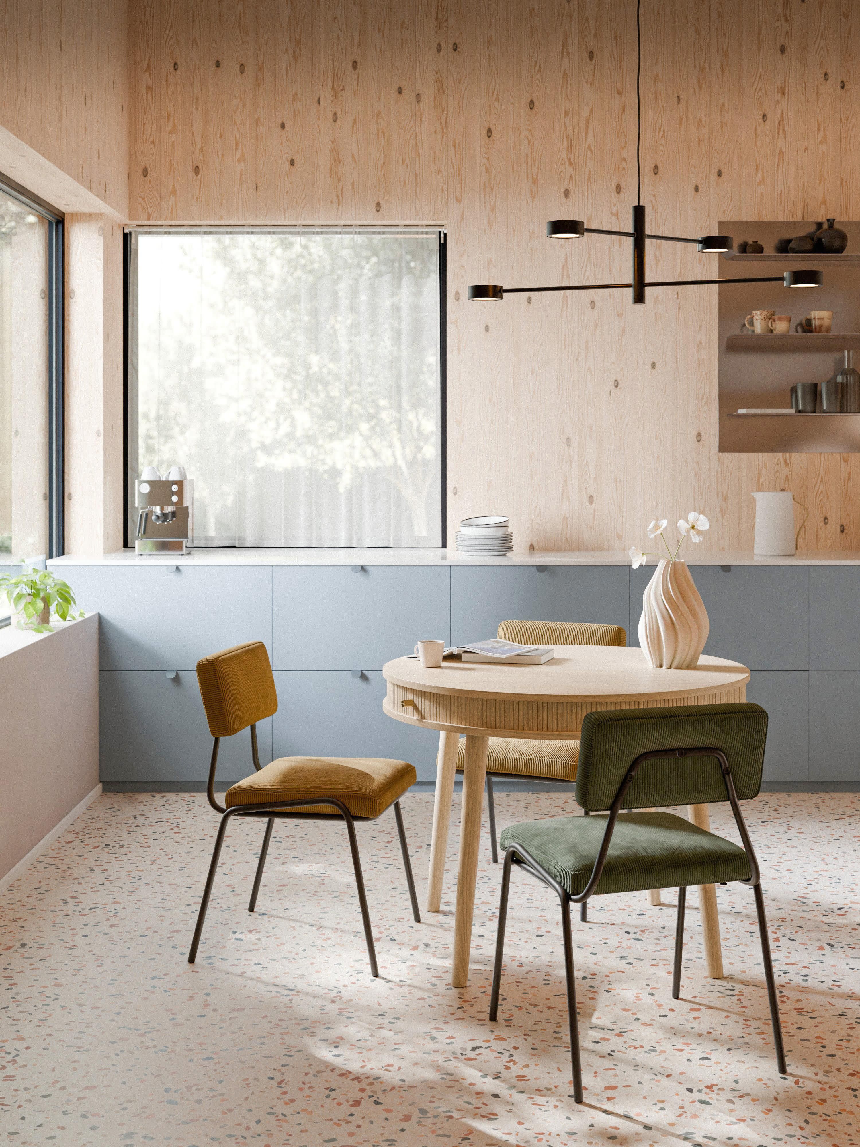 Ronde eettafel Calary met opbergruimte, in verschillende formaten