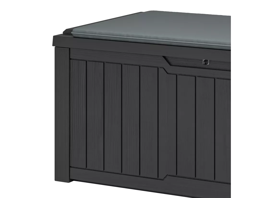 YITAHOME Boîte de Rangement Extérieure avec Coussin - Coffre de jardin - 142 x 67.5 x 60 cm - Verrouillable - Noir