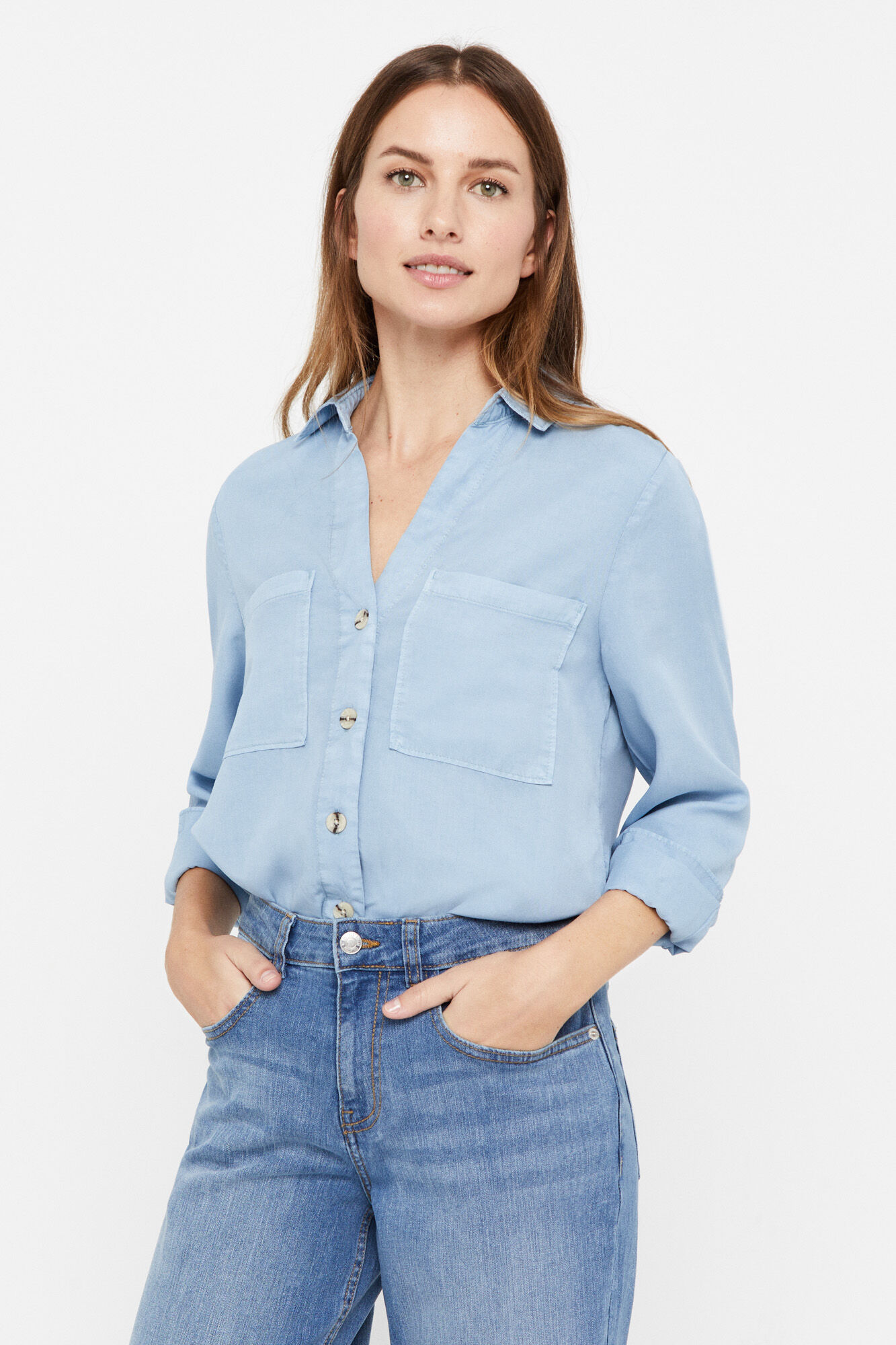 Camisa jeans Tencel - Azul