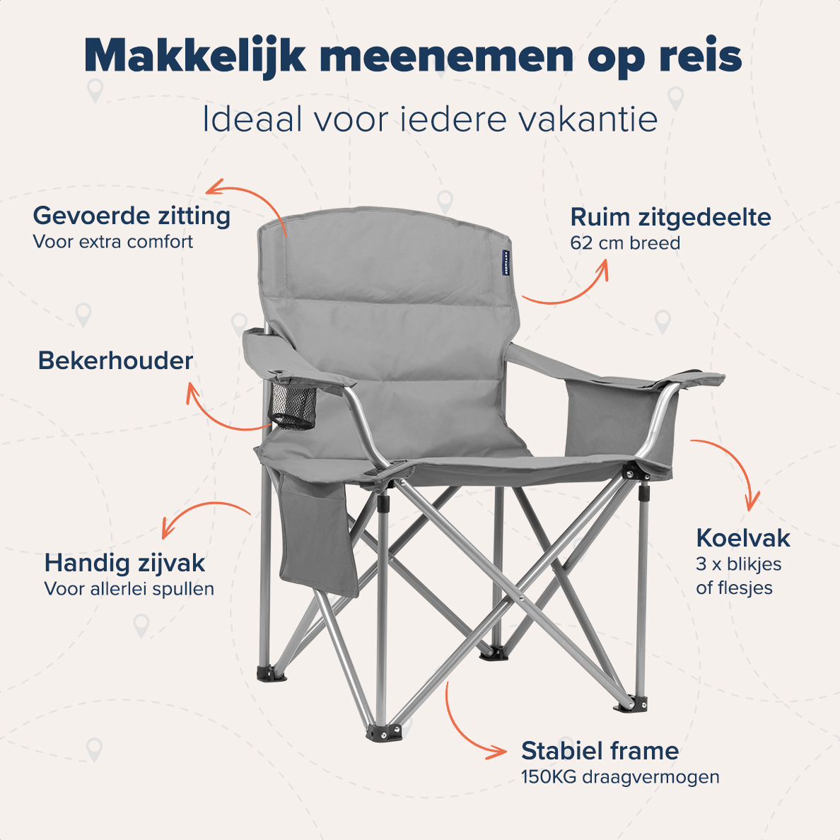 TRVLMORE XL vouwstoel met koelvak - Grey