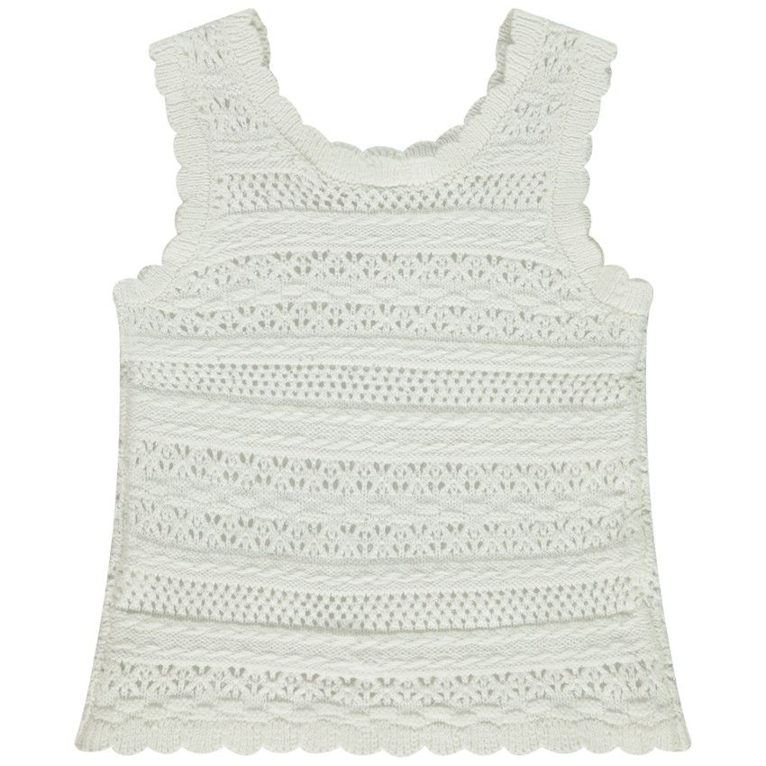 Débardeur en tricot et cochet pour bébé fille - Ecru