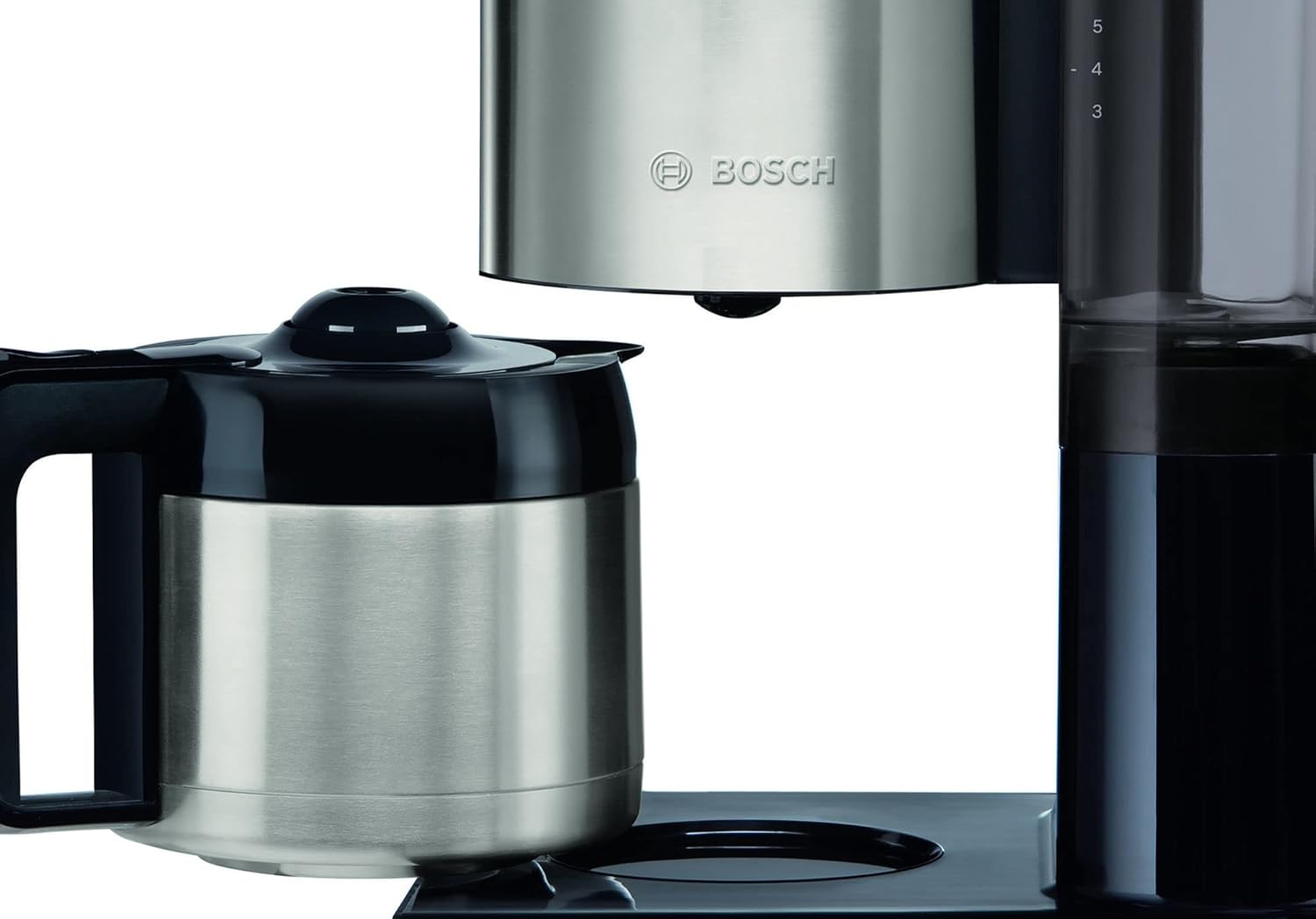Bosch Filterkaffeemaschine Styline TKA8A683, Aroma Sensor, Edelstahl-Thermokanne 1,1 L, für 8-12 Tassen, Abschaltautomatik, Entkalkungssystem, Tropfstopp, abnehmbarer Wassertank (1 L), 1100 W, schwarz